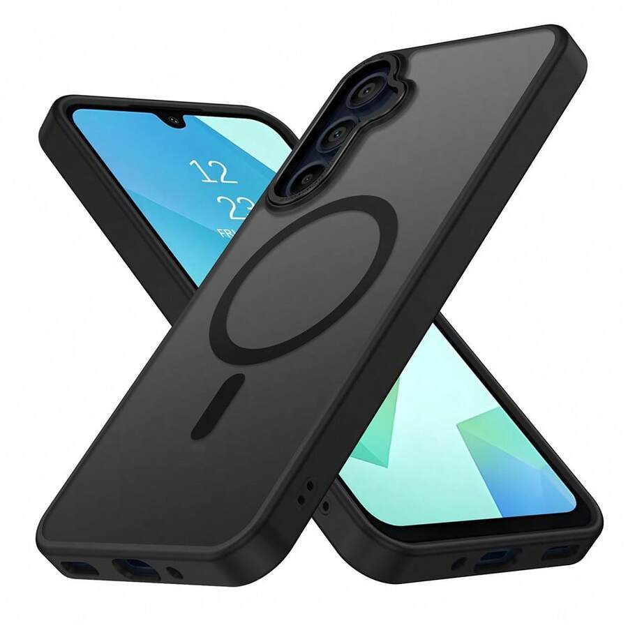 原裝霧面手機殼,適用於 Galaxy A17 A36 A26 A56 A57 A37 A07 S26ultra S24 S23 Ultra S22 Plus S25 FE 磁吸防護套,手機殼,手機配件,夏季 - 黑色 - 查看 1