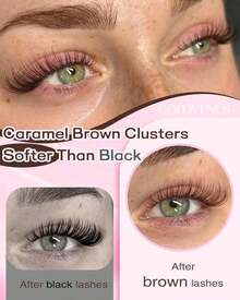 [Lowest Price In 30 Days]600pcs C-Curl Fluffy Black Colored Lightweight Cluster False Eyelashes, Thick & Voluminous Individual Lashes, Natural Black Makeup, Soft & Comfortable, Suitable Eyelash Extension At Home, Eyelash Clusters - F-CC 捲髮飄逸+C-C 捲髮棕色 - 查看 8