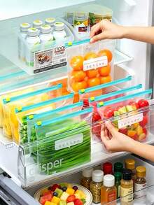 60個可重複使用密封食物儲存袋（10個大+30個中+20個小），加厚冷凍袋，可用微波爐，用於食物保存與整理，透明PE夾鏈袋，適合廚房食物分類與零食儲存 - 彩色 - 查看 2