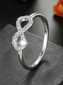 1pc Minimalist Fashion Personalized Symbol Rhinestone Inlaid Ring, Exquisite Luxury Style, Versatile Commuter Accessory - JZ6650 - View 10