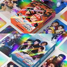 124張 K-POP LNG/SHOT 雷射全息卡，OHYUL、RYUL、WOODIN、LOUIS 粉絲支持相片卡、貼紙、Lomo卡和閃卡，適合粉絲交換和裝飾收藏相簿，124張套組 (60張卡 + 64張貼紙) - 彩色 - 查看 2