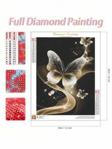 5D Butterfly Diamond Painting Kit For Adults, Round Full Drill Mosaic Art, DIY Wall Decor Diamond Embroidery Set - No Frame - View 5