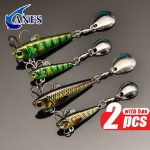 ANFS 2pcs VIB Fishing Lures With Tackle Box, Metal Rotating Shiny Fish Bait, Suitable For Bass And Trout - Multicolor - View 6