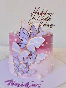 1 Stück/10 Stück/21 Stück/Set Rosa Schleife Happy Birthday Kuchenaufsatz Krone Schmetterling Cupcake Aufsatz Geburtstagskuchen Dekoration - Mehrfarbig - Übersicht 4