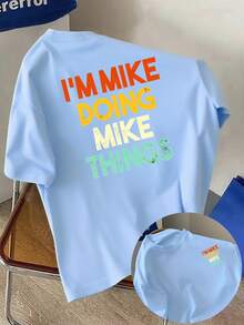 SOY MIKE, HACIENDO COSAS DE MIKE, camiseta personalizada y divertida con impresión a doble cara en la parte delantera y trasera, nueva camiseta de cuello redondo para hombre, top holgado de - Negro - Ver 8