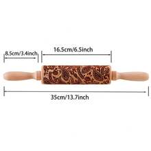 1 Pcs Wooden Sunflower Embossed Rolling Pin With Pattern For Kitchen Pastry, Baking Tools, Deep Engraving Cookies Stamp Tool - Style 011 - View 5