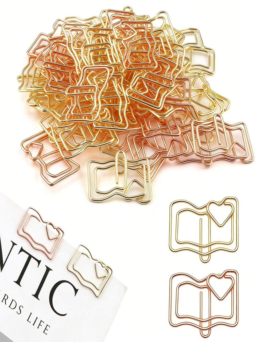 10 Stück/20 Stück Buchförmige Büroklammern, süße kleine Metall-Lesezeichen, Mini-Lesezeichenklammern, Büroartikel, Geschenk-/Planer-Klammern (buchförmig), Schulanfangszubehör, Schulbedarf - vermanschen - Übersicht 1