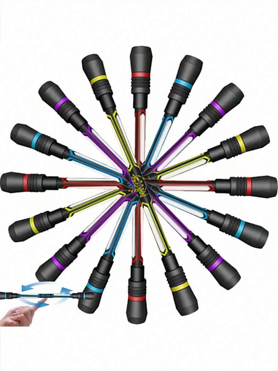 2pcs Cool Internet Popular Rotating Pens, Flexible Hand Training, Beginner Spinning Pens With Replaceable Refills, Creative Stress Relief Toy Pens, Develop Intelligence, Anti-Drop Anti-Slip, With Writing Function - Balanced Rotating Neutral Pens, Back To School, Perfect Gift
