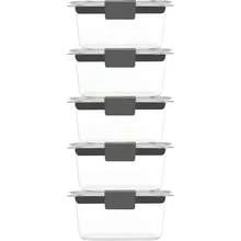 Rubbermaid Brilliance Recipientes de almacenamiento de alimentos con tapas para almuerzo, preparación de comidas y sobras, aptos para lavaplatos, 1.3 tazas, transparente/gris - Transparente + 5-Pack (1.3 Cups) + Contenedor - Ver 2