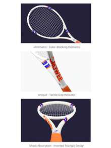 SALYWEE POWER100 Women Carbon Tennis Racket For Junior And Advanced Players, Light Weight Durable Tennis Racket, New Style Tennis Racquet For Indoor Outdoor Sports Games, Racket (Non-Slip Handle Grip Tape&Tennis Ball) With Bag - Multicolor - View 6