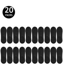 1/5/10/15/20 Pairs Invisible Low-Cut Boat Socks, Black/White/Grey Basic Style, Everyday Wear Socks, Low-Cut Socks - Multicolor - View 34