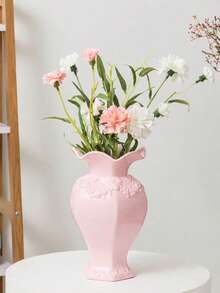 Vintage Style Embossed Vase, Round Rose Pattern, Suitable For Tabletop Decoration, Living Room, Bedroom, Office, Outdoor Wedding Or Table Centerpiece, Also An Excellent Mother's Day Gift - Multicolored... - View 2