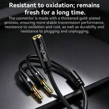 VegGieg 3.5mm 2-In-1 Audio Splitter Cable 1 Female To 2 Male Gold-Plated Headphone Microphone Adapter For PC Gaming Headsets - View 6