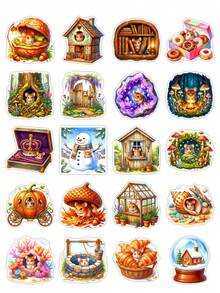 50pcs Fairy Style Country Style Mouse Stickers, Watercolor Waterproof Decals, Suitable For Junk Journal, Water Bottle, Laptop And Planner DIY Decoration - Fresh and Clean - View 7