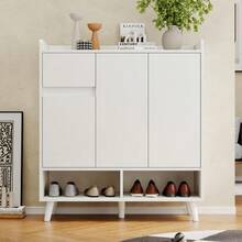 Chest Of Drawers/Sideboard/Shoe Cabinet With Adjustable Shelves – Minimalist Storage Unit With Solid Wood Legs – Dimensions: H 99 Cm X W 90 Cm X D 35 Cm - White - View 4