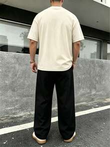 男士复古超越图案印花休闲短袖上衣和阔腿裤套装 - 彩色 - 查看 4