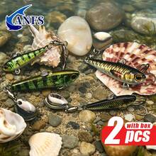ANFS 2pcs VIB Fishing Lures With Tackle Box, Metal Rotating Shiny Fish Bait, Suitable For Bass And Trout - Multicolor - View 3