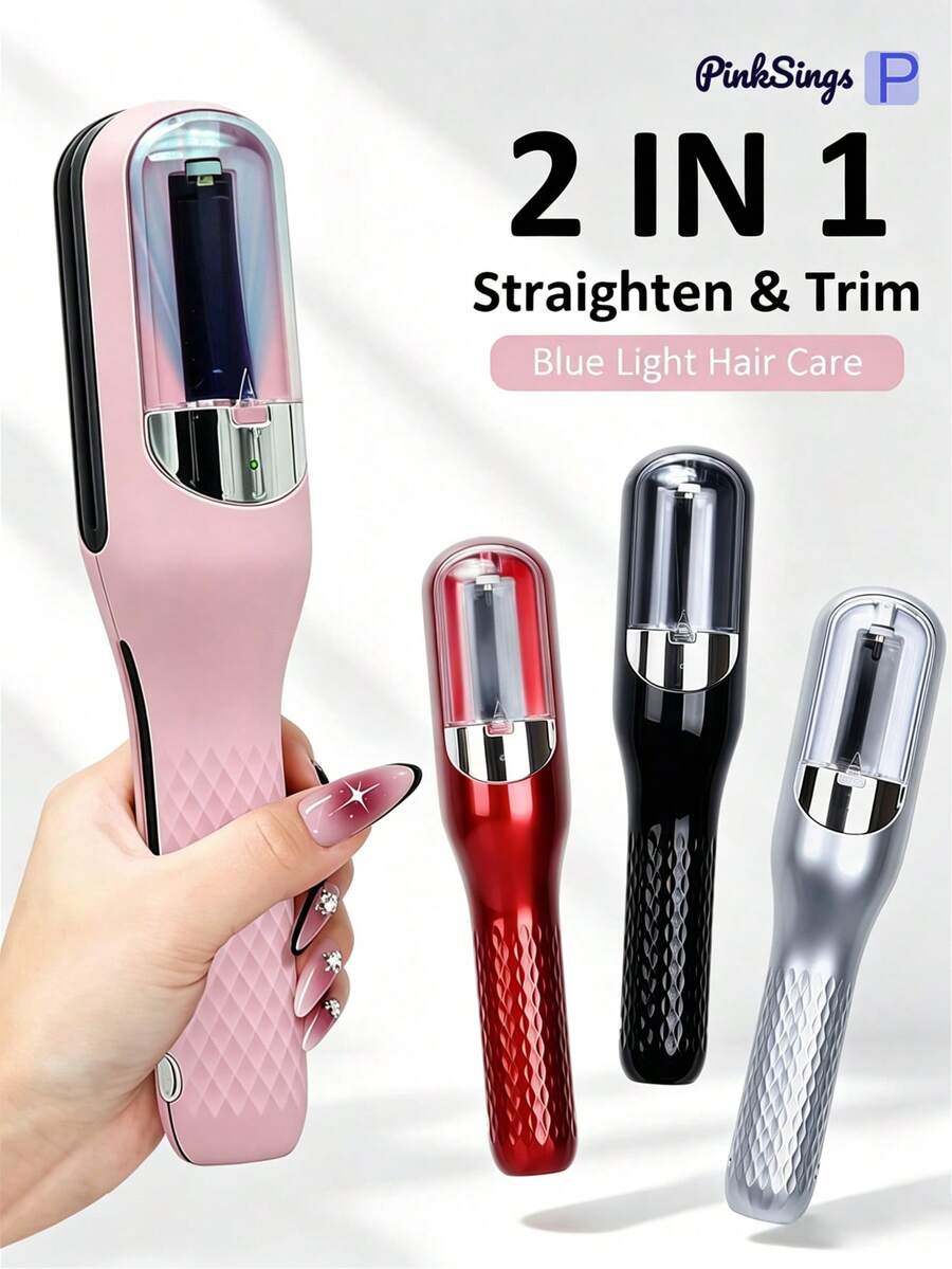 PinkSings 自動髮尾分叉修剪器,髮尾分叉去除器,受損且脆弱髮質,女性理髮工具,便攜式USB剪髮工具,自動電動理髮器,女性特殊場合的理想禮物 - 彩色 - 查看 1