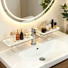 1pc Plastic Shelf-Bathroom Sink Organizer,Multi-Functional Plastic Kitchen And Bathroom Sink Storage Rack Set-Faucet Hanging Storage Shelf,Suitable For Sponges, Brushes,Cosmetics, Facial Cleansers,Sturdy, And Easy-To-Clean Home,Bathroom Accessories - Multicolor - View 5