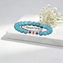 1pc Elegant Bohemian Style Women's Bracelet With MOM Letter Elastic Design, Ideal Birthday/Christmas Gift, Fashionable Casual Daily Wear - Bracelet - View 2