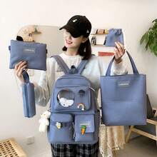 Bolsa de viaje divertida, cómoda y resistente, con nylon de alta calidad, impermeable, duradero, para hombre y mujer, juego de 5 piezas, bolsa de libros adorable - Conjuntos - Ver 5