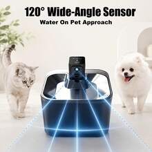 1 Set 4L/135oz Wireless Charging Pet Water Fountain, Automatic Sensor Water Dispensing, 4000mAh Large Capacity Battery, 3 Working Modes, 120° Wide Angle Sensing, Stainless Steel Smart Square Water Dispenser, Ultra Quiet Fully Detachable Water Bowl, Suitable For Cats And Small Dogs - 4L - View 2