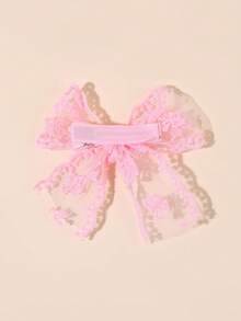 10/2入彩色薄紗蝴蝶結髮夾 蕾絲花朵刺繡髮飾 甜美可愛女孩學生適用 節日禮物 派對校園髮飾 - 彩色 - 查看 6