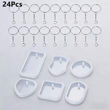 6/15/24pcs Crystal Resin Molds DIY Customizable Niche Jewelry Pattern Ornaments, Keychain, Backpack Pendant, Suitable As Gift - Mould - View 9