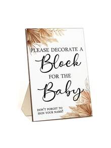44pcs/1set-Bohemian Style Party Block Game, Fun Party Game Signage Activity Set, Block Shaped Guest Sign-In Book Alternative DIY Blank Wooden Block Signage Set (Suitable For Gus), Gender Reveal Party DIY Blocks, Guest Party Signage Book Activity, Furniture Decor Collection Set Brown) - Multicolor - View 12