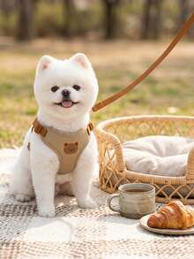 Cute Bear Pattern Pet Harness And Leash Set Breathable Soft Material No Pull Design Anti-Escape For Small Medium Dogs Outdoor Walking Daily Use - Multicolor - View 4