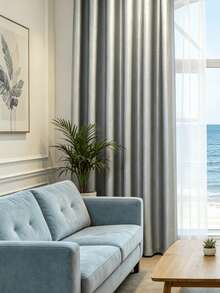 1PC Punched Style Minimalist Silver-Gray Curtain For Bedroom And Balcony Blackout Modern Style Fabric Curtain - Multicolor - View 7