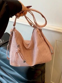 Ransel Gaya Korea Kapasitas Besar, Tas Selempang Baru, Tas Bahu Serbaguna Modis untuk Komuter - Berwarna merah muda - View 12