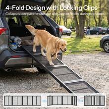 Folding Dog Ramp For Bed, 4-Fold Pet Ramp For Car SUV Couch, Extra Long Dog Ramp For Large Dogs Senior Pets, Non-Slip Walking Surface, Portable Design, Black - one-size - View 5