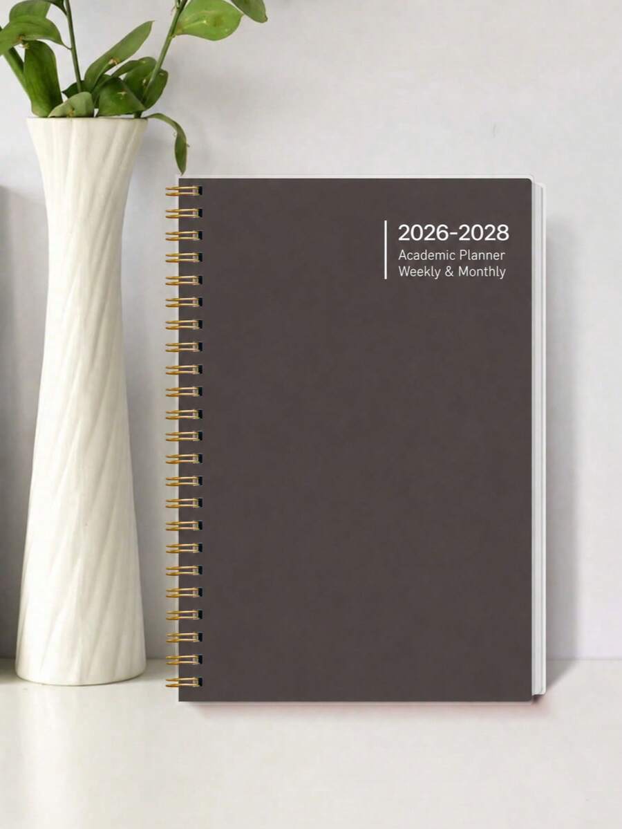 BUBU 1本 2026-2028 週計畫與月計畫螺旋裝訂筆記本 學術約會簿 日程表 提升生產力 適用於居家、學校與工作 A5尺寸 開學文具 辦公用品 學用品 女性禮物 教師節禮物