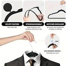 10/20/50 Pack Premium Velvet Hangers, Non-Slip Clothes Hangers With Swivel Metal Hooks, Space Saving Closet Organizer For Shirts, Dresses, Pants, Black - View 8