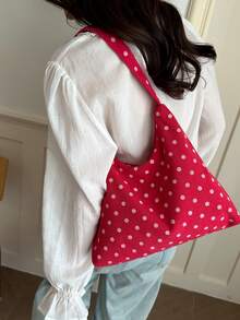 Women's Solid Color PU Leather Fashion Large Capacity Daily Travel Shoulder Bag - Red - View 6