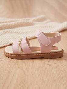 3-12 Years Old Girls Sandals, Wavy Lace With Pearl Decoration, Suitable For Daily And Other Occasions - Pink - View 5