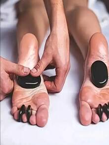 1 Set Hot Stone Massage Kit, Portable Hot Stone Massage Set With Basalt Massage Stones For Home SPA Therapy Relaxation, Hot Stone Energy Stones Suitable For Head, Body, Foot Massage, Ideal For Salon And Home Use - Multicolor - View 4