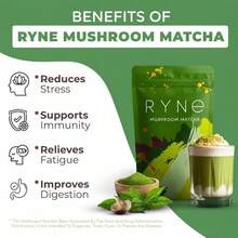 Nutricost RYNE Organic Mushroom Matcha Powder, USDA Certified, Natural Energy & Focus Support, Morning Boost & Immune Health, 1 Bag - 30人份 - 查看 1