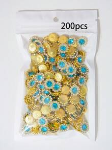 10-200 piezas Flores de strass azul lago de 12 mm, con un centro de strass azul lago rodeado de pequeños strass blancos, en un patrón de girasol. Flores de strass brillantes, accesorios de manualidades DIY, perfectos para tocados florales y decoración de ropa. - Flor de diamantes de imitación azul lago de 12 mm - Ver 12
