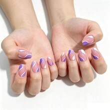 Uas postizas de presin, estilo ojo de gato, reutilizables, minimalistas, estilo francs rosa - inicial - Ver 4