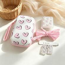 6pcs Colorful Heart/Cow Print Hard Shell Cable Organizer Set, Includes Storage Bag/Charging Case/Cable Clip/Pleated Chiffon Cable/Cable Protector, With Carrying Strap Ultra Portable, Used For CCD, Charger, Data Cable Partitioned Storage, Easy To Find Things When Going Out, No More Messy Bag - Multicolor - View 8
