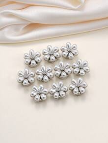 1/2/5pcs Elegant Floral Faux Pearl Clip Buckle, No-Sew Rhinestone Button, Gold/Silver Anti-Exposure Fixing Buckle, Suitable For Shirts, Dresses, Shawls - 1/2/5 Pieces - View 6