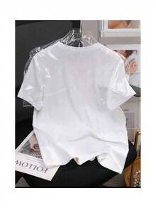 Camiseta con estampado de corazones, camisa de talla grande para hombre, camiseta de manga corta informal de moda de verano, ropa deportiva para exteriores, ropa casual adecuada para hombres - Blanco - Ver 3