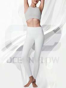 High-Waist Airbrush Legging - White - View 3