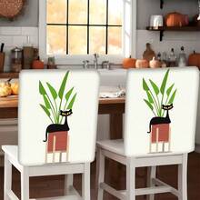 2/4/6pcs Set, Home Decor, Printed Linen Chair Covers, Suitable For Daily Home Decoration, Living Room, Dining Room, Garden, Hotel Restaurant, Holiday Party, Friends Gathering, Washable Polyester Material, Dining Chair Seat Covers - Multicolor - View 3