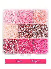 9 Grid Mixed Color Set, 3mm Resin Jelly Rhinestones, Sparkling Non Hot Stamping Flat Bottomed Gemstones, Suitable For DIY Crafts, Glow Sticks, Clothing, Glassware, And Decoration | Multi Purpose Craft Beads, Craft Rhinestones - Multicolor - View 6