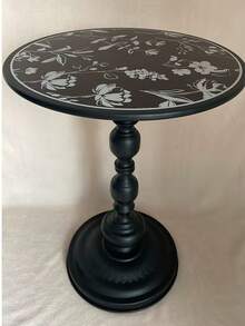 French Vintage Side Table, Mid-Century Style Small Coffee Table, Living Room Sofa Side Cabinet, Corner Table, Movable Bedside Table, Small Round Table - Black - View 1
