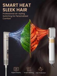 UKLISS 6-In-1 Foldable Hot Air Styler With 110,000 RPM High-Speed Brushless Motor, Fast Drying And Hair Protection; Built-In 200 Million Negative Ions, Effectively Eliminates Static And Smooths Frizz. One Machine Achieves Automatic Curling, Straightening And Multiple Styling, Paired With Multiple Wind Speed And Temperature Control Adjustments, Supported By LCD High-Definition Digital Display, Foldable Body, Compact And Portable, Easy Storage. - Multicolor - View 7