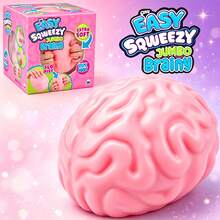 ORB Easy Sqeezy Jumbo Brainy 大號壓力紓壓大腦捏捏樂，可擠壓、趣味、慢回彈、超柔軟巨型大腦，原創感官/指尖玩具禮物，適合兒童、青少年與成人（Zombies Ate Your Brains!），世界盃支持 - 彩色 - 查看 3